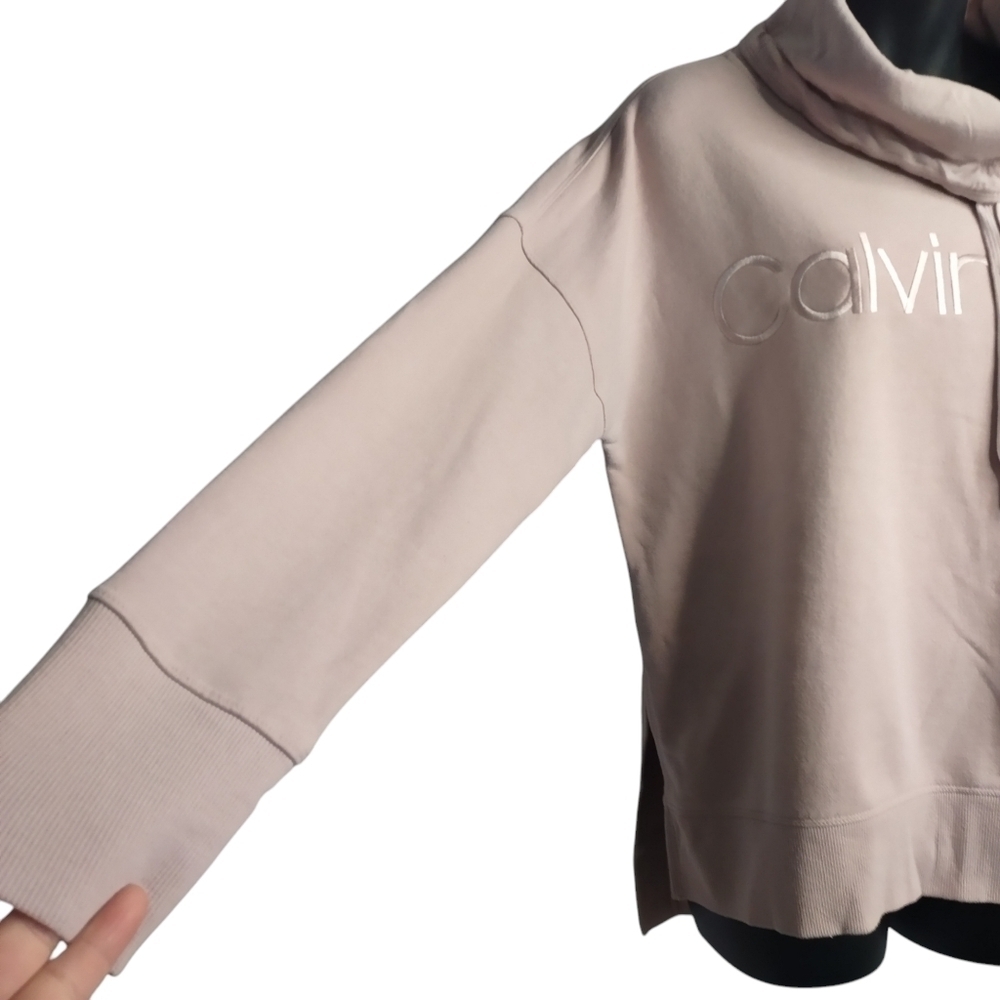 Calvin Klein Women's Dusty Pink Embroidered Logo Fleece Lined Hoodie Size Small - Picture 4 of 9